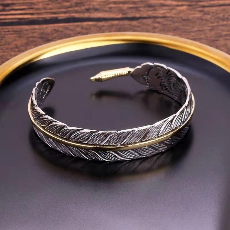 Ethnic Bohemian Style Feather Adjustable Open Bracelet Ethnic Cuff Bangle Handmade Jewelry Accessory For Women Men