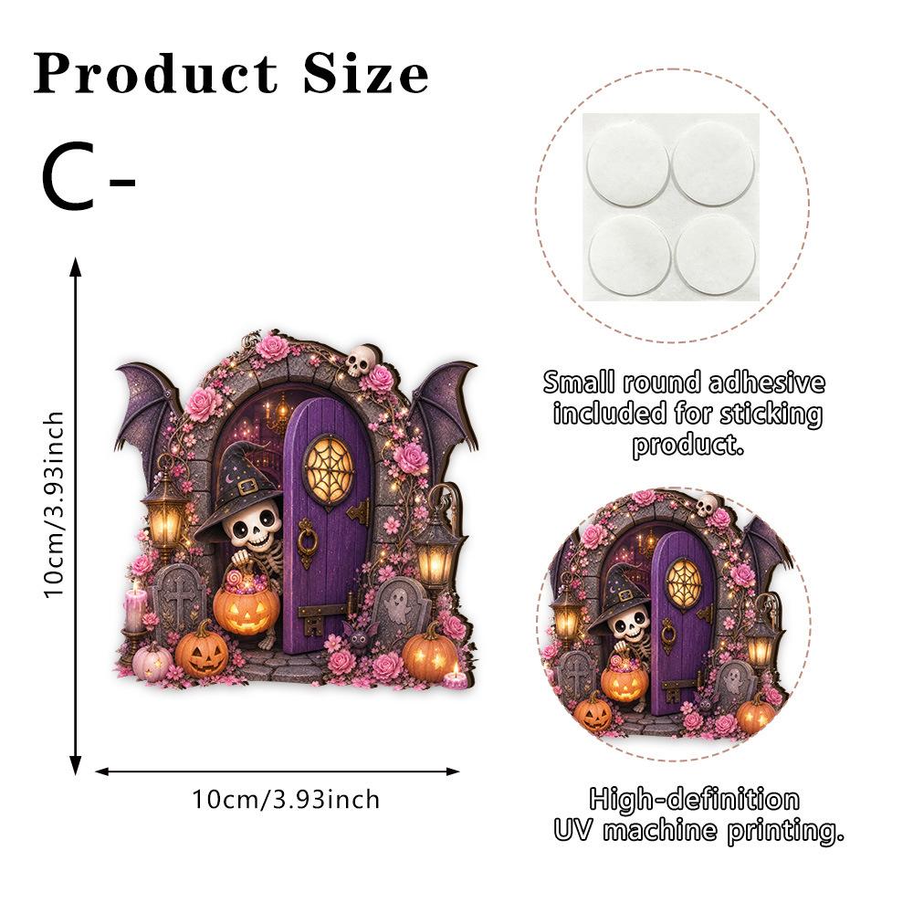 Halloween Vintage Ghost Pumpkin Double-layer Wooden Fairy Door Festive Atmosphere Outdoor Landscaping Decoration Sign Plate