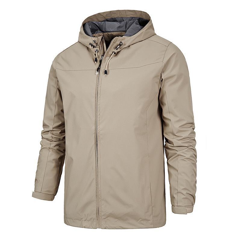 Herren einfarbige Kapuzenjacke: Winddicht, Wasserdicht, Lässige Outdoor-Dünnwindjacke für Frühling, Herbst, Winter