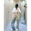 Jeans Casual Strappati con Orlo in Pizzo 3D e Stampa a Catena di Perle
