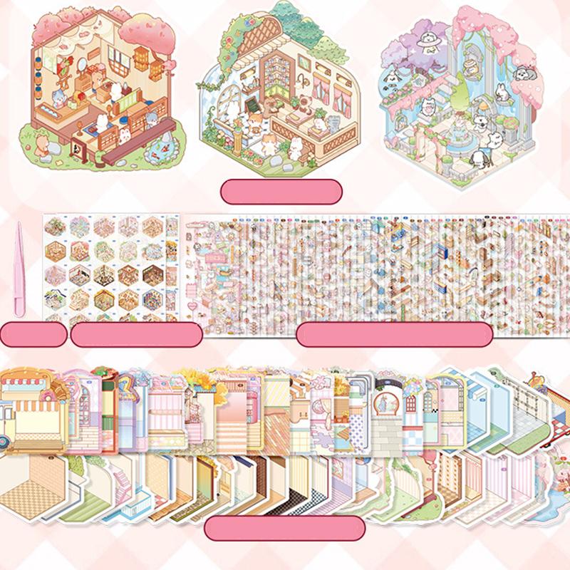 100 Blatt Miniatur Landschaft Sticker Set Szene Sticker Sammlung Collage Landschaft DIY Sticker Dekoration Notizbuch Zubehör