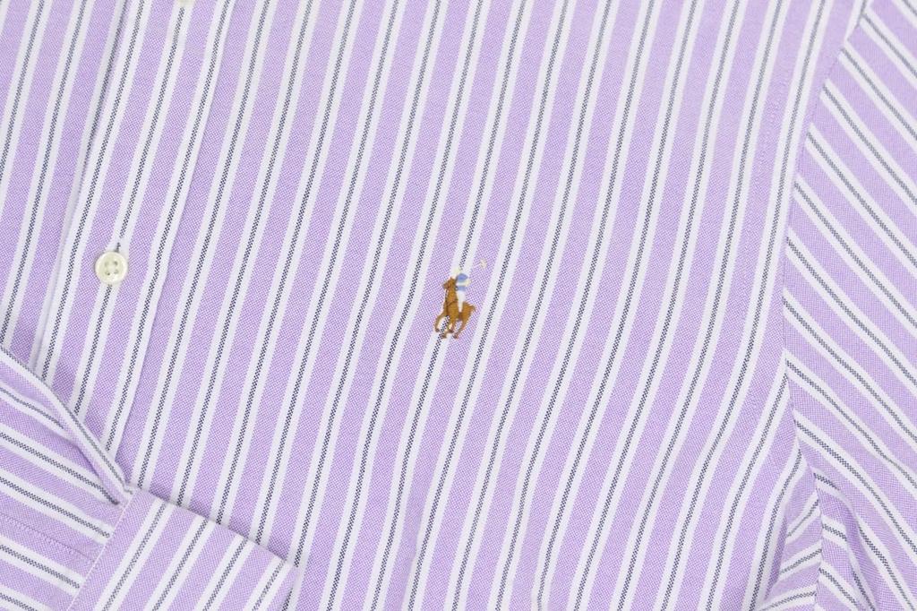 Polo Ralph Lauren Classic Fit Striped Oxford Long Sleeve Size Multi Men's Button-Down Shirt, L, (Product Code 01030019)