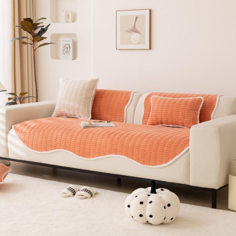 1 stk Uregelmessig lodden sofahåndkle til stue Vinter Tykk plysj Sklisikkert sofatrekk L-formet sofatrekk