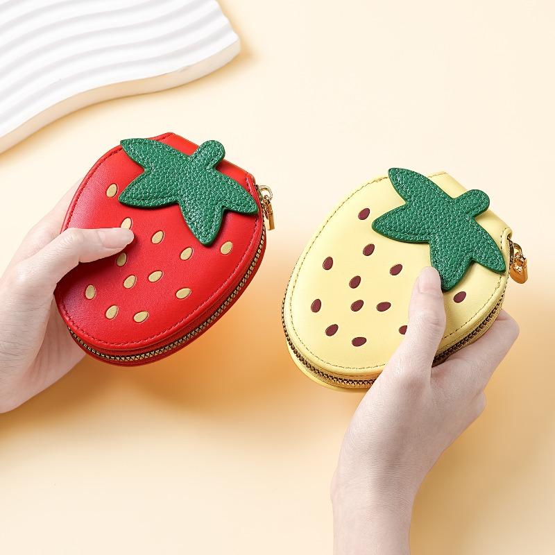 New Product Cute Little Strawberry PU Coin Purse Explosive Fruit Coin Storage Bag Can Be Hung Bag Organ Card Bag