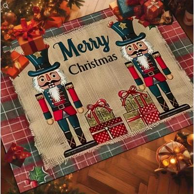 Nutcracker Pattern Rectangular Carpet Flat Anti Slip Entrance Door Mats Living Room Bedroom Kitchen Bathroom Home Decoration