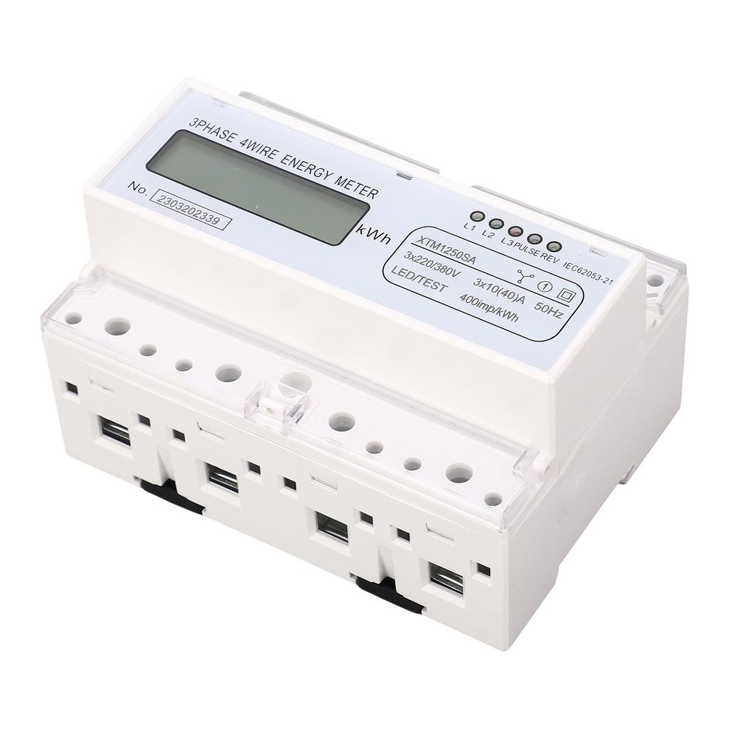 3 Phase 4 Wire Energy Meter 7 Digit LCD Display Voltage Power Current Voltmeter Ammeter Monitor 3x22