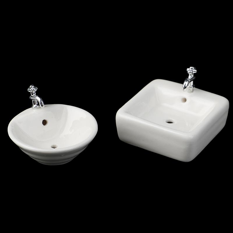 1:12 Dollhouse Miniature Bathroom Sink Ceramic Wash Basin Model Accessories Toys