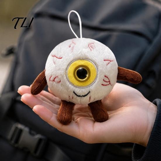 Novelty Eye Plushie Halloween Eyeball Plush Keychain, Funny Scary Stuffed Toy Pendant Polyester Fiber Doll for Backpack, Spooky Mini Bag Charm, Party