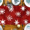 Festive Red Snowflake Table Runner Christmas Decoration Linen Fabric for Coffee Table Dining Room