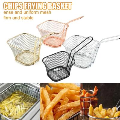1pc Mini Stainless Steel Fry Baskets Chips Presentation Basket Strainer Food Basket Kitchen Tool Cooking French Fries Basket