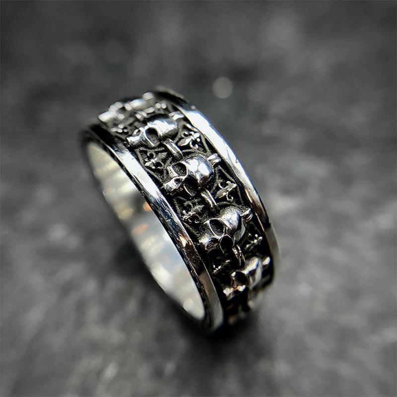 Punk Gothic Skeleton Open Ring Neutral Retro Creative Silver Color Hip Hop Personalized Halloween Party Jewelry Gift