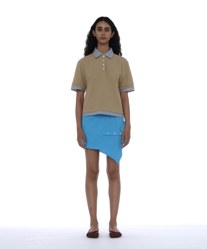 PARTIMENTO WOMEN Double Layered Polo Tee_Beige