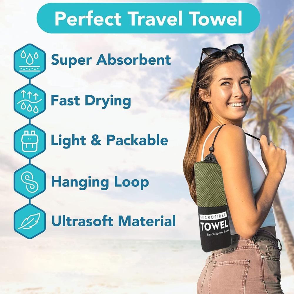 Outdoor Sports Towel Set, Microfiber Water Absorbent And Quick Dry 3-Pack, Soft Sand-Proof Large Size Beach Towel