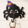 Wall Mounted Bag Holder for Entryway Wooden Spider Hook Keys Hat Towel, Cute Cartoon Black Decorative Autumn Atmosphere Accessory Hanger, Gothic