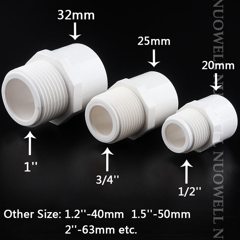 

5pcs 20 25 32mm PVC Pipe Connector Male Thread Straight Pipe Connector Garden Irrigation Pipe Fittings Water Supply Tube Joints 1l2 inch-20mm синій