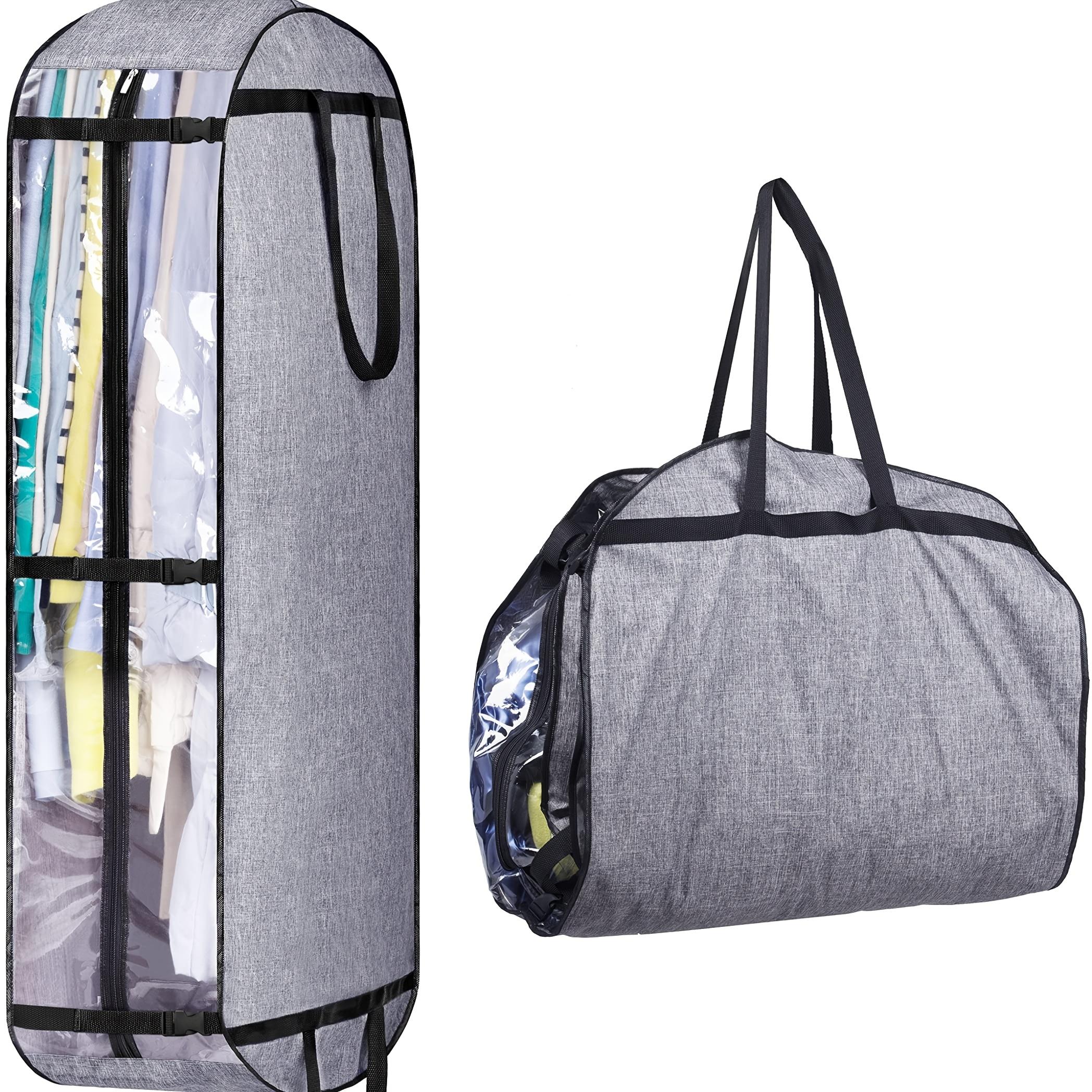 Folding Storage Clothing Suit Bag Hanging Bag Wardrobe Storage Bag Moving Bag Coat Jacket Shirt Clothing Collar Storage Bag серый