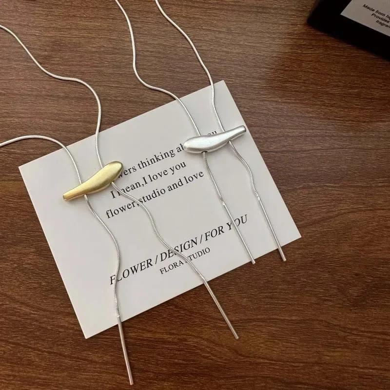 Fashion Metal Long Pull Necklaces for Women Luxury Elegant Silver Color Matte Snake Bone Chain Necklace Jewelry Accessories Gift