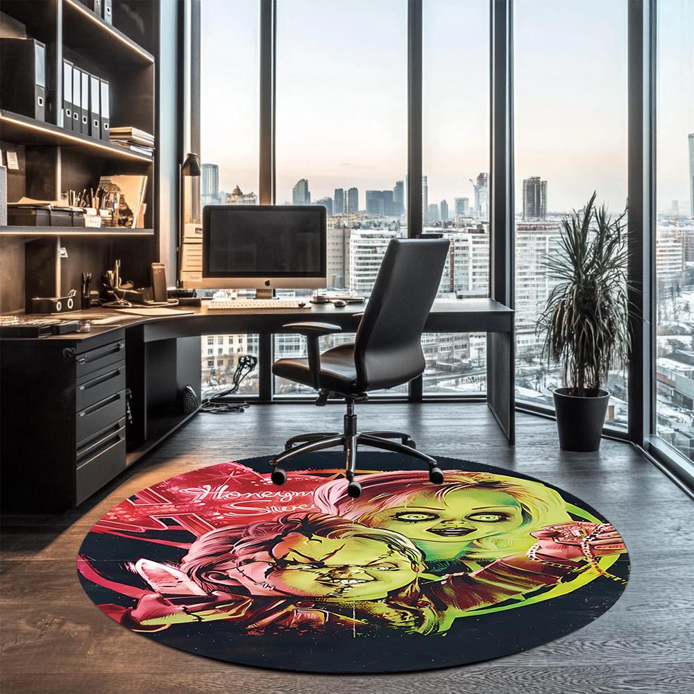 Halloween horror Printed Round Rug Carpet Chair Rug Area Rug Entryway Doormats,for Office Chair Living Room Bedroom Kitchen Room.