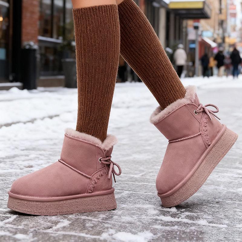 Damesko Stor Størrelse Myk Såle Vinter Varm Pels En Snøstøvler Polstret Fôret Ankelstøvletter Sklisikre Fotturer Sport Bomullsstøvler Korte Støvler