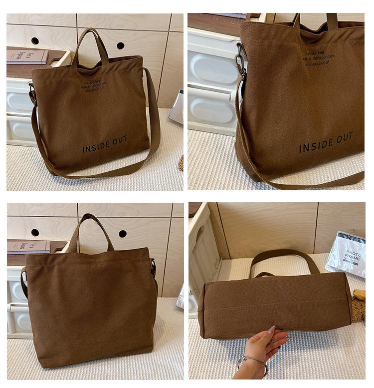 Borsa a tracolla tote in tela retrò giapponese - Borsa a spalla capiente per studenti e pendolari