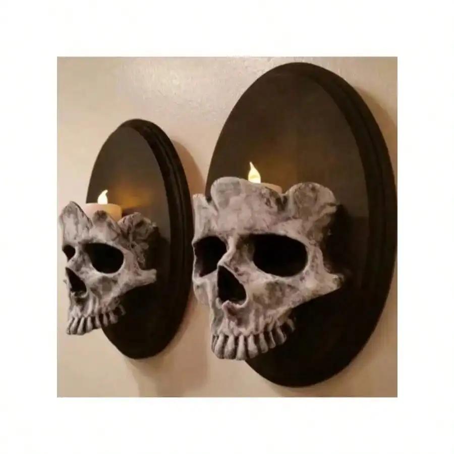 Harz Kerzenhalter Dekoration Halloween Heimdekoration Skelett Kronleuchter Anhänger Gotische Wanddekoration Geist Skelett Handwerk