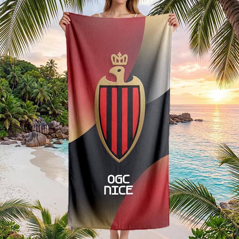 OGC Nice FC Druck Schnelltrocknendes Strandtuch Mikrofaser Saugfähig Tragbares Reise-Handtuch zum Schwimmen