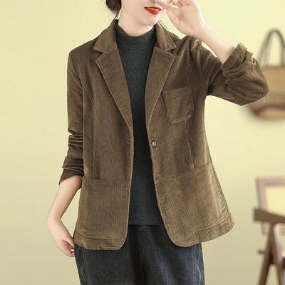2026 Damen Cord Baumwolle Jacke Unifarben