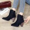 Retro Women's Boots 2025 New Square Heel Woman High Heel Shoe Female Rubber Ankle Boots Platform Short Boots Zapatillas Mujer