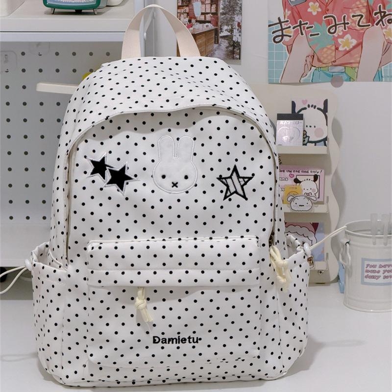 Schoolbag Korean Simple Cute Sweet Polka Dot Backpack High Value Campus Party Class Schoolbag Lightweight Backpack Tide