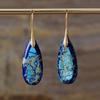 1 Pair New Bohemian Holiday Earrings Emperor Stone Water Drop Pendant Earrings Light Luxury Design Earrings