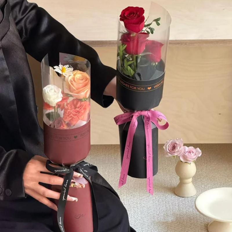 20Pcs Flower Wrappers Colorful Transparent Bag Single Bouquet Wrapper For Bouquet Flower Wrapper Waterproof Diy Gift