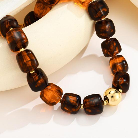 Gruby naszyjnik z koralików Kwadratowe koraliki żywiczne Naszyjnik Choker w stylu boho dla kobiet Wakacje Letnie wakacje Plaża