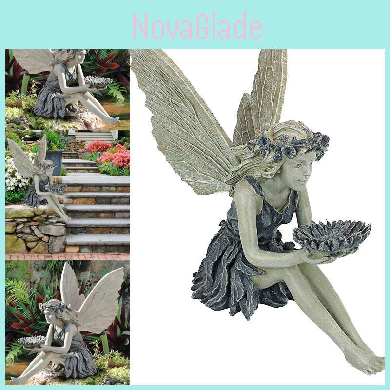 Enchanting Sitting Fairy Garden Statue Crafted From High-quality Durable Resin