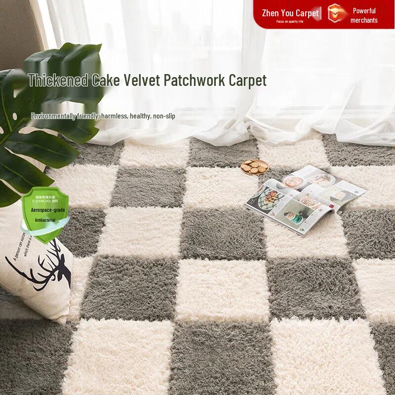 Children's Soft Velvet Patchwork Anti-Slip Play Mat for Bedroom or Bay Window