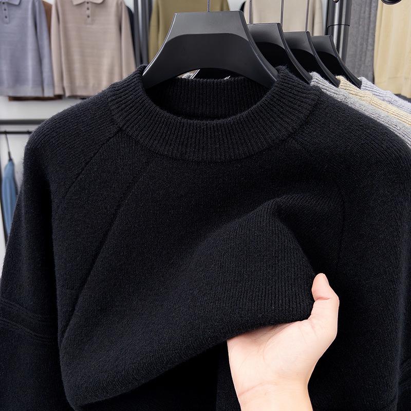 Men's Trendy Loose Fit Round Neck Sweater - Autumn/Winter 2025 Collection, Simple Solid Color Casual Knit Base Layer