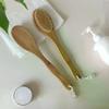 1Pcs Wooden Long Handle Bristle Shower Body Brush Bathing Massage Back Body Exfoliating Brush Bathroom Wash Brush Bath Tools