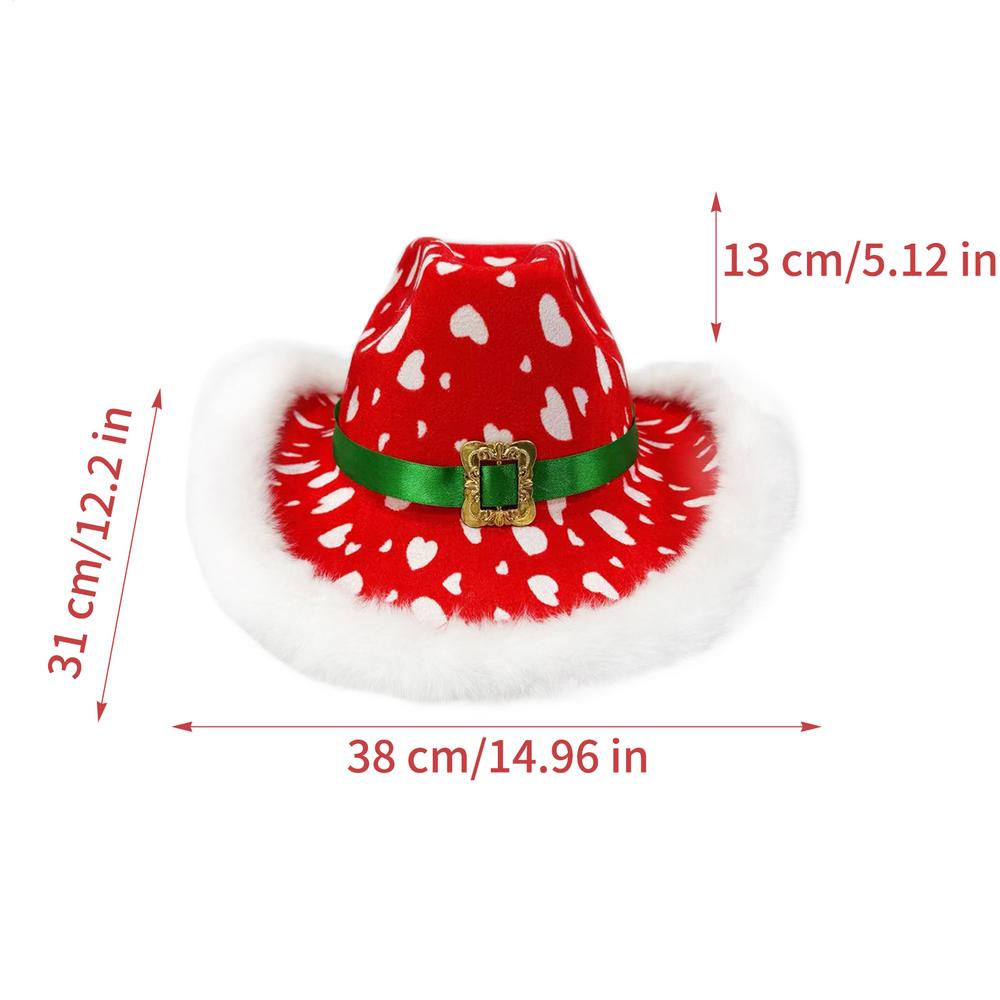 Santa Cowgirl Hat White Trim Festive Western Costume Santa Cowboy Hat For Adults For New Year's Eve Parties Stage Performances