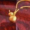 Gold-Plated Gourd Pendant Necklace: Ancient Style, Lucky Prosperity, Woven Rope Chain