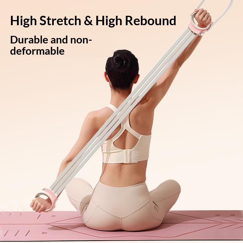 Women's Home Fitness Equipment Yoga Stretch Belt TPE/Nylon Adjustable Tension Rope Open Back Resistance Exercise 20 Lb