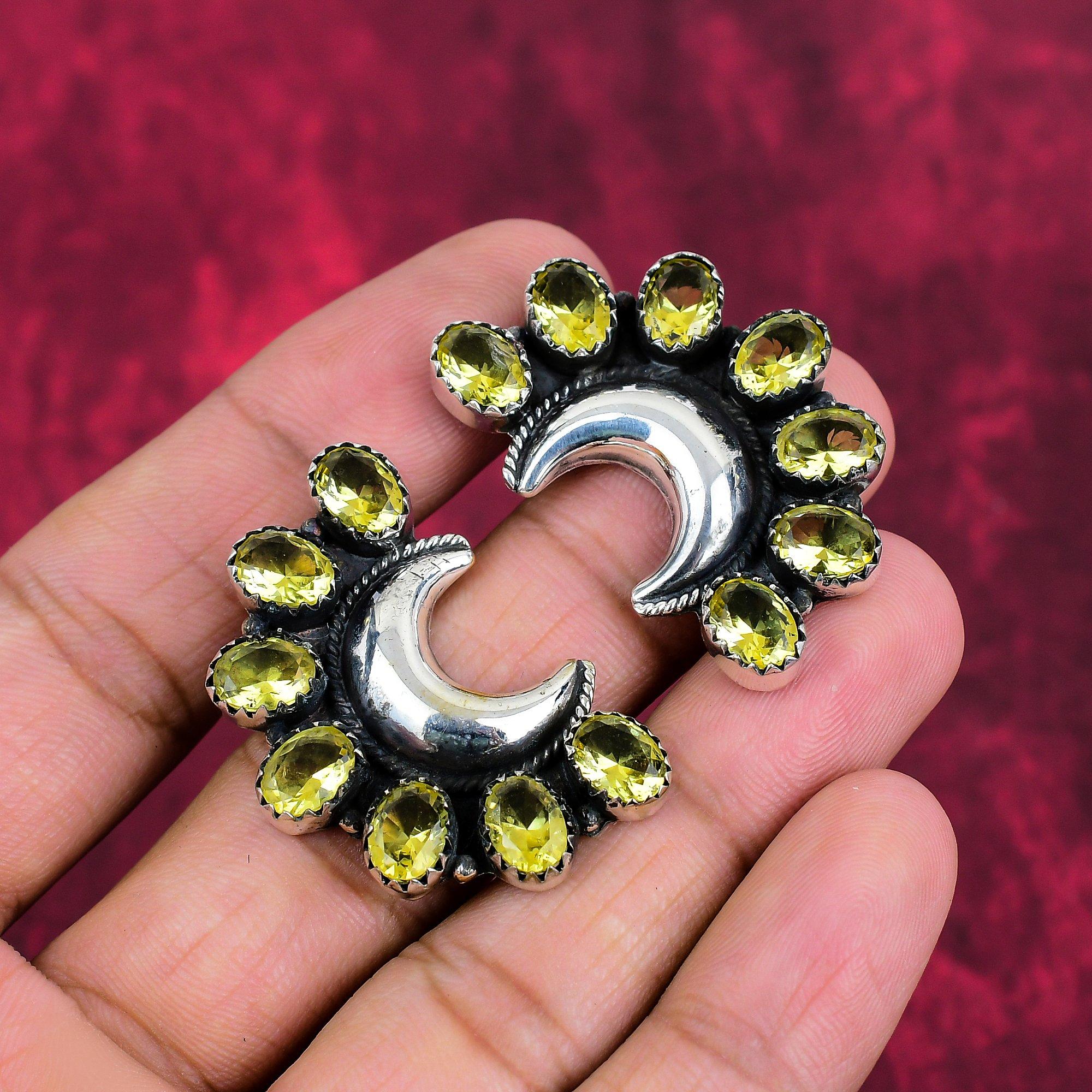 

Лимонный топаз драгоценный камень 925 чистое серебро, серебряные украшения ручной работы для нее, прекрасные серьги с топазом для женщин 1.57 Inches жёлтый