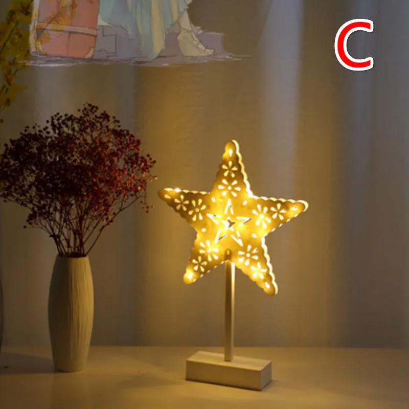 Creative Led Star Shaped Lights Christmas Tree Small Night Lights Love Romantic Bedroom Outdoor Decoration Warm