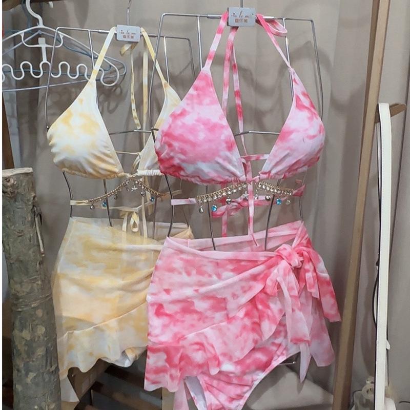 Women's Sexy Three-Piece Swimsuit: Bikini and Skirt Set for Slimming Beach Vacations