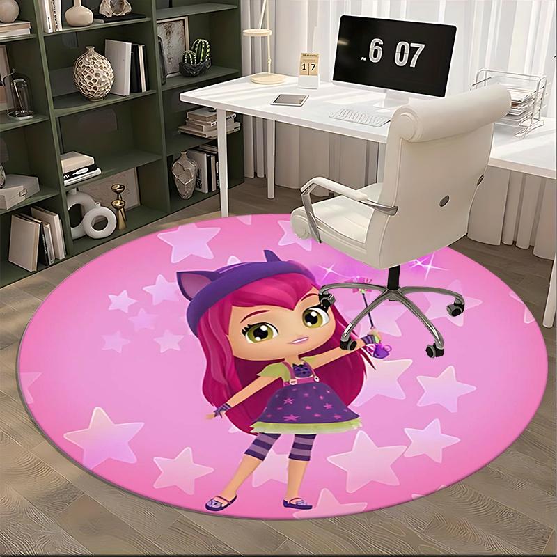 Tappetino rotondo Little Charmers per sedia, ideale per ufficio, lavabile in lavatrice, antiscivolo, adatto a soggiorni e camere da letto.