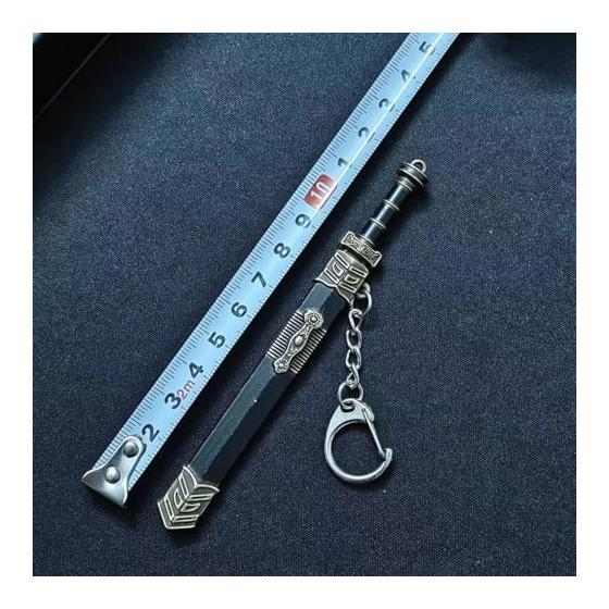 [PLEGOOD] Chinese Ancient Sword Keychain 7-Piece Set Miniature Weapon Model with Scabbard Stainless Steel Ornament