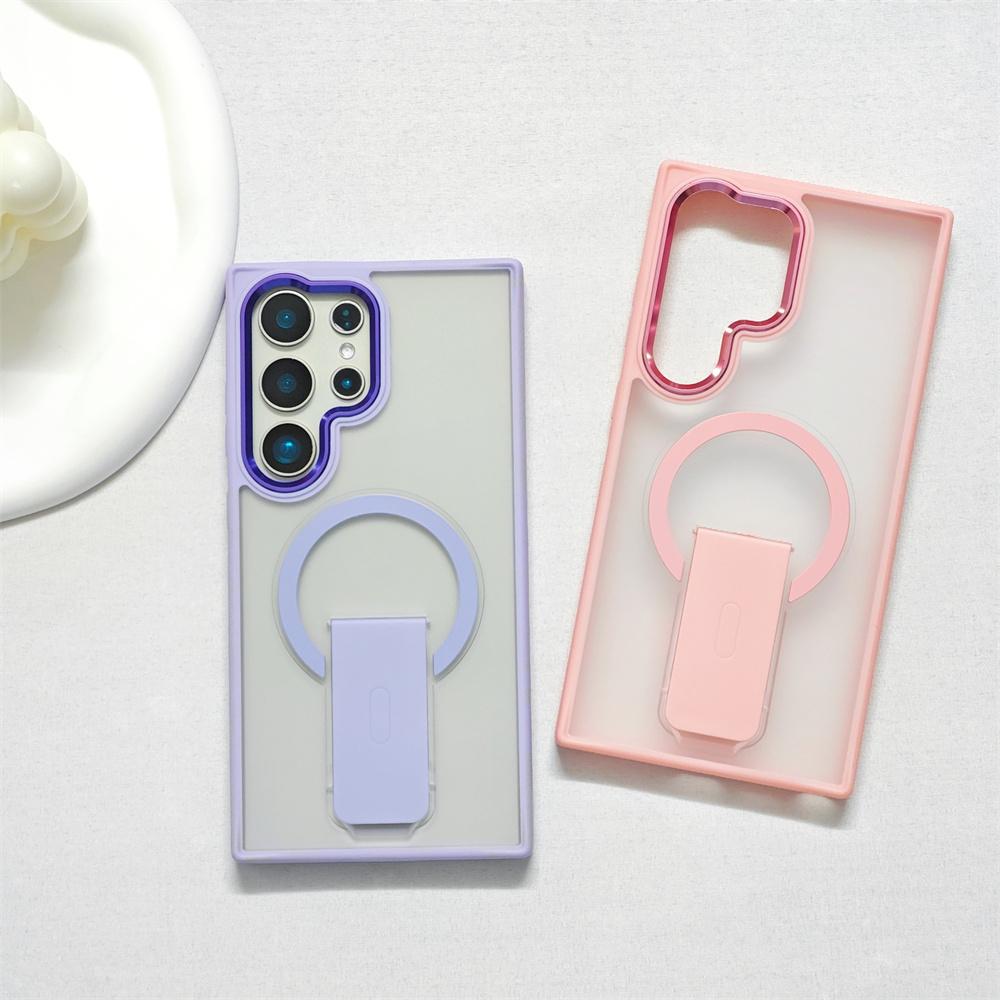 Luksusowe Składane Magnetyczne Etui na Telefon Magsafe Dla Samsunga S25 Plus S23 S24 Ultra Platerowana Ramka Obiektywu Matowe Matowe Tylne Etui