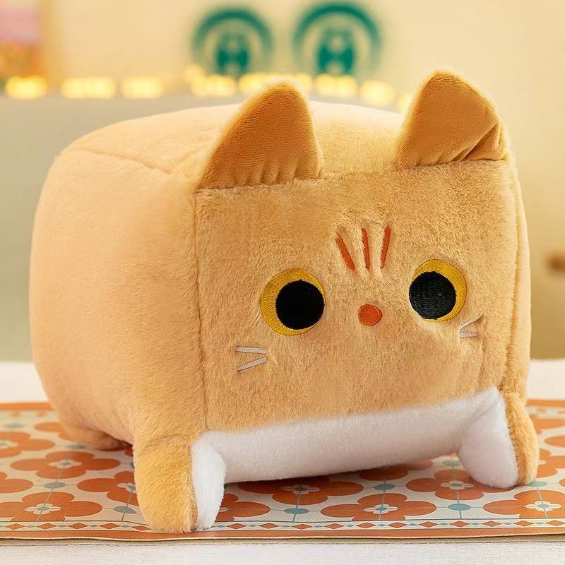 Kurzflor Quadratisches Katzen-Plüschtier mit PP-Baumwollfüllung für Komfort im Kinderbett