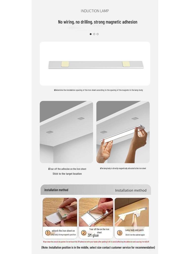 Ultradünner wiederaufladbarer magnetischer LED-Lichtstreifen für Kleiderschrank/Schrank mit Bewegungssensor, keine Verkabelung erforderlich