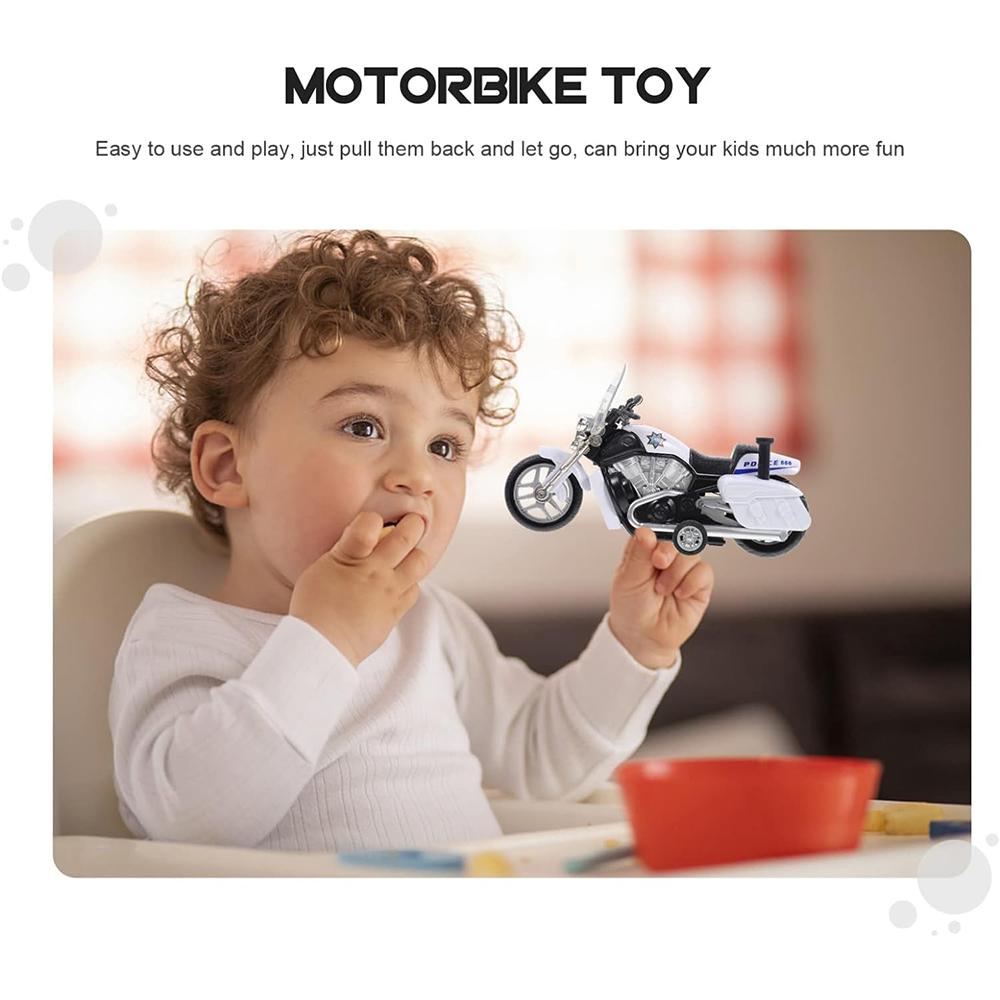 1/12 Police Motorcycle Toy Car Model Child Pull Back Motorbike Toy