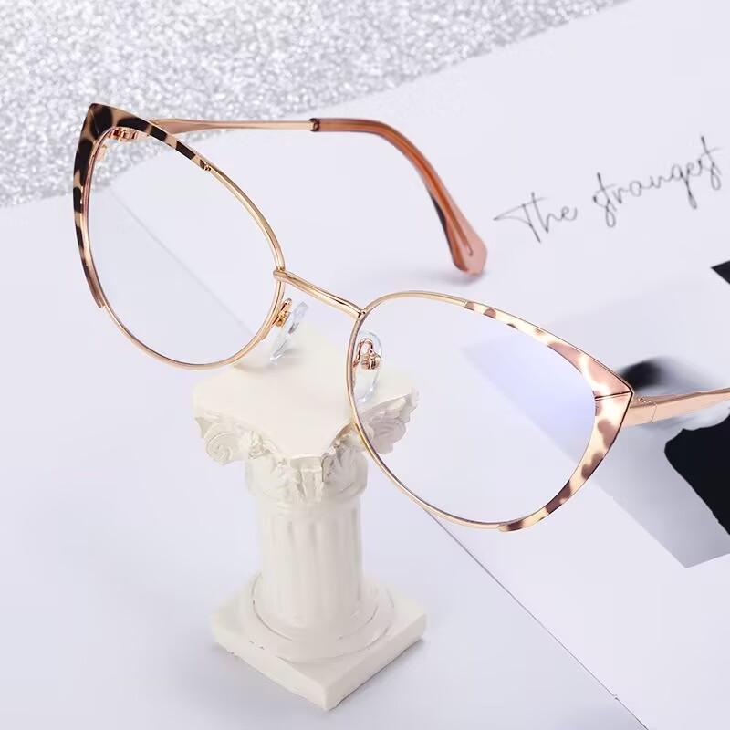 Women's Reading Eyewear Blue Light Metal Blocking Color Presbyopic Chic Fashionable Double Spectacle Alloy Presbyopic Trendy Hyperopia Glasses