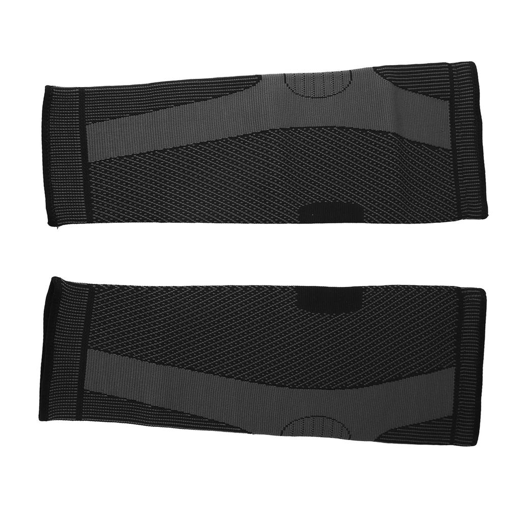 1 Pair Sports Knee Pads Extended Knitted Pressure Protector Breathable 2 Corrugation Pattern Black M 44cm